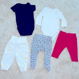 Baby Clothing Set - Bodysuits and Pants Size 3-6M